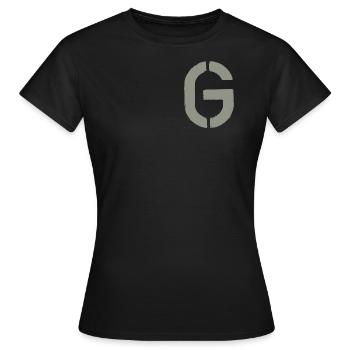 G - Schablonen- Buchstabe/ Pochoir - KHAKI - T-shirt Femme - noir - Devant - AI Model Female 172 dark (172cm)