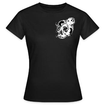 Skull // Octopus // Tintenfisch // Illustration - Frauen T-Shirt - Schwarz - Vorne - AI Model Female 172 dark (172cm)