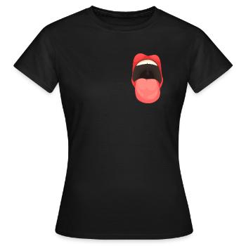 La bouche bâille avec la langue - T-shirt Femme - noir - Devant - AI Model Female 172 dark (172cm)