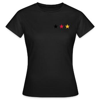 Allemagne trois étoiles dans Noir Rouge Or - T-shirt Femme - noir - Devant - AI Model Female 172 dark (172cm)
