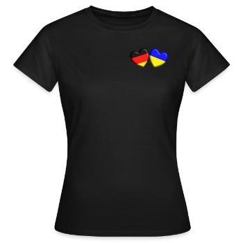Deutschland Ukraine Solidarität im Herzen vereint - Frauen T-Shirt - Schwarz - Vorne - AI Model Female 172 dark (172cm)