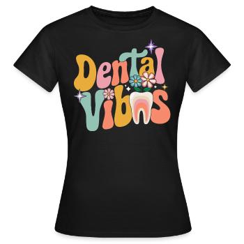 Groovy Retro Dental Woman Dentist - Women's T-Shirt - black - Front - AI Model Female 172 dark (172cm)