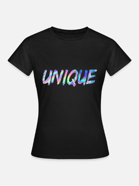 Unique Schriftzug holografisch - Frauen T-Shirt - Schwarz