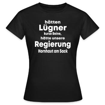 Politik, Politisch, Regierung, Lügner, Korrupt - Frauen T-Shirt - Schwarz - Vorne - AI Model Female 172 dark (172cm)