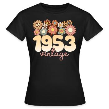 Retro Groovy 1953 Fête Anniversaire Femme 70 Ans - T-shirt Femme - noir - Devant - AI Model Female 172 dark (172cm)