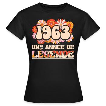Année De Légende 1963 Femme 60 Ans Anniversaire - T-shirt Femme - noir - Devant - AI Model Female 172 dark (172cm)