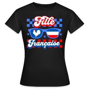 Fille Française Femme Fière D'Être Française - T-shirt Femme - noir - Devant - AI Model Female 172 dark (172cm)