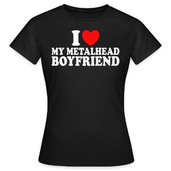Ich liebe Metal, ich liebe meinen Metal-Freund - Frauen T-Shirt - Schwarz - Vorne - AI Model Female 172 dark (172cm)