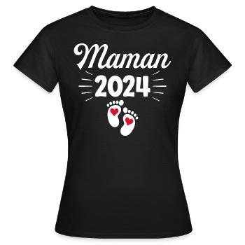 Femme Annonce Grossesse Future Maman 2024 - T-shirt Femme - noir - Devant - AI Model Female 172 dark (172cm)