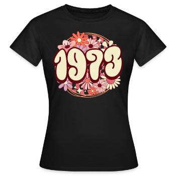 Fête Anniversaire Femme 1973 50 Ans Anniversaire - T-shirt Femme - noir - Devant - AI Model Female 172 dark (172cm)