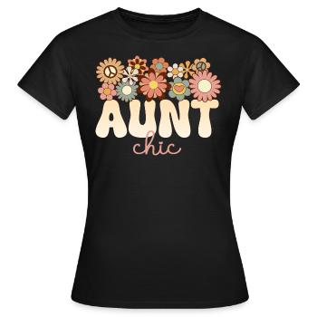 Retro Boho 1970 Tante Formidable Tata Chic - T-shirt Femme - noir - Devant - AI Model Female 172 dark (172cm)