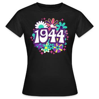 Retro Groovy Jahr 1944 Frau 80 Jahre Jubiläum - Frauen T-Shirt - Schwarz - Vorne - AI Model Female 172 dark (172cm)