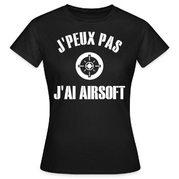 Je Peux Pas J'Ai Airsoft Humour Airsofteur - T-shirt Femme - noir - Devant - AI Model Female 172 dark (172cm)