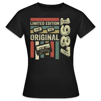 Millésime 1987 - citation d’anniversaire rétro 1987 - T-shirt Femme - noir - Devant - AI Model Female 172 dark (172cm)