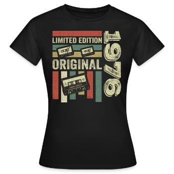Millésime 1976 - citation d’anniversaire rétro 1976 - T-shirt Femme - noir - Devant - AI Model Female 172 dark (172cm)