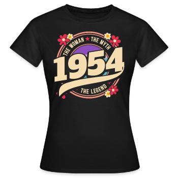 Year 1954 The Legend 70 Years Anniversary - Women's T-Shirt - black - Front - AI Model Female 172 dark (172cm)