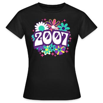 Rétro Groovy Année 2007 Femme 18 Ans Anniversaire - T-shirt Femme - noir - Devant - AI Model Female 172 dark (172cm)