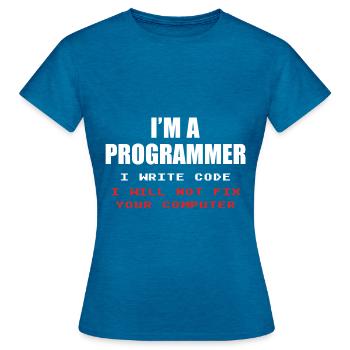 Programmierer Geek Computer Programmierung Coder L - Frauen T-Shirt - Antikblaues Saphir meliert - Vorne - AI Model Female 172 dark (172cm)
