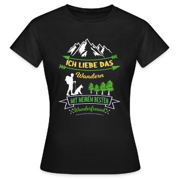 Ich liebe Wandern mit Hund Wanderer Schäferhund - Frauen T-Shirt - Schwarz - Vorne - AI Model Female 172 dark (172cm)