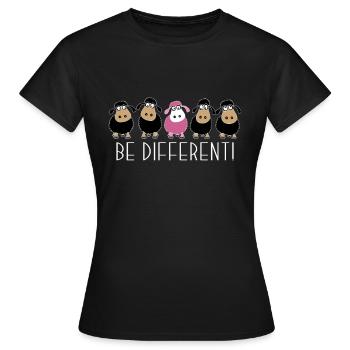Sois différent. Mouton rose. Sois différent. cadeau - T-shirt Femme - noir - Devant - AI Model Female 172 dark (172cm)