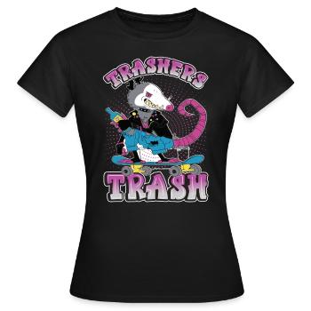 Trashers Trash - Opposum - Skater - Skateboard - T-shirt Femme - noir - Devant - AI Model Female 172 dark (172cm)