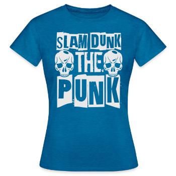 Slam Dunk The Punk - Gothique - Concert - Grunge - T-shirt Femme - bleu saphir antique chiné - Devant - AI Model Female 172 dark (172cm)