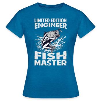 Limited Edition Engineer Fish Master - Fishing - F - Frauen T-Shirt - Antikblaues Saphir meliert - Vorne - AI Model Female 172 dark (172cm)