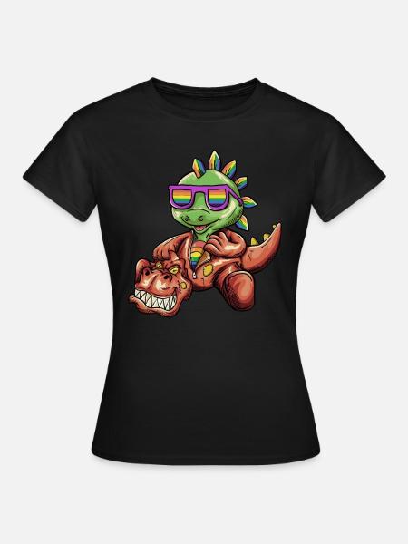 LGBTQ - Dinosaure - T-Rex portant un costume de Dino - T-shirt Femme - noir
