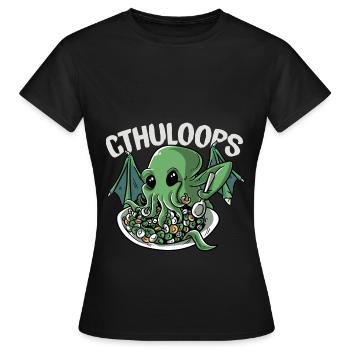 Cthuloops Kawaii Cthulhu Mythos Müsli-Parodie - Frauen T-Shirt - Schwarz - Vorne - AI Model Female 172 dark (172cm)