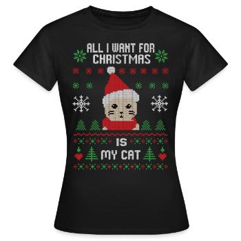 Katze Weihnachten Geschenk Katzenbesitzer katzen - Frauen T-Shirt - Schwarz - Vorne - AI Model Female 172 dark (172cm)