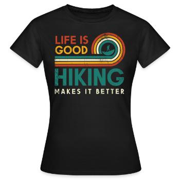 Das Leben Ist Gut Wandern Macht Es Besser Design - Frauen T-Shirt - Schwarz - Vorne - AI Model Female 172 dark (172cm)