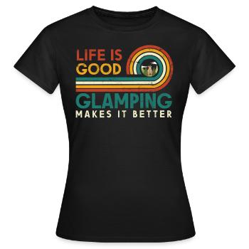 Das Leben Ist Gut Glamping Macht Es Besser - Frauen T-Shirt - Schwarz - Vorne - AI Model Female 172 dark (172cm)