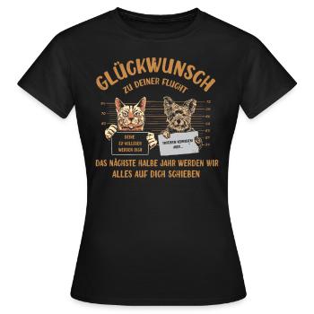 Glückwunsch zu Deiner FLucht, Jobwechsel Abschieds - Frauen T-Shirt - Schwarz - Vorne - AI Model Female 172 dark (172cm)