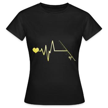 Angelrute Herzschlag - Frauen T-Shirt - Schwarz - Vorne - AI Model Female 172 dark (172cm)