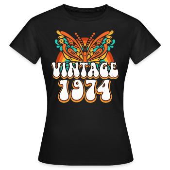 Vintage Hippies 1974 50 Year Anniversary Woman - Women's T-Shirt - black - Front - AI Model Female 172 dark (172cm)