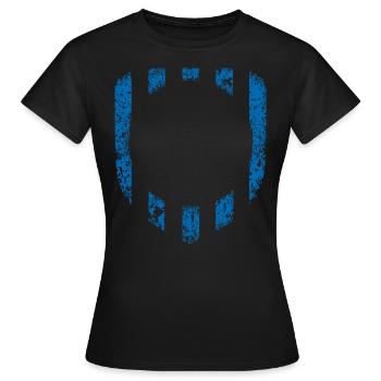 Wappen Hintergrund - Blau mit Loch VINTAGE Rahmen - Frauen T-Shirt - Schwarz - Vorne - AI Model Female 172 dark (172cm)