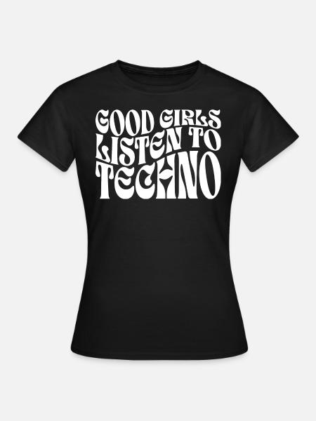 Mädchen hören Techno-Musik - Frauen T-Shirt - Schwarz