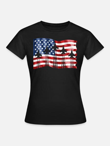 Amerikanische Kampfjets 4. Juli - Frauen T-Shirt - Schwarz
