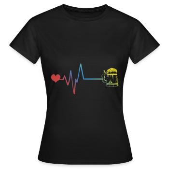 verre à bière chope à bière pulsation battement de cœur - T-shirt Femme - noir - Devant - AI Model Female 172 dark (172cm)