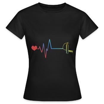 Extincteur pulsation battement de cœur pompiers - T-shirt Femme - noir - Devant - AI Model Female 172 dark (172cm)