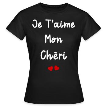 Je t'aime mon chéri - T-shirt Femme - noir - Devant - AI Model Female 172 dark (172cm)