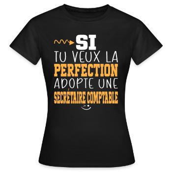 Métier Humour Femme Secrétaire Comptable - T-shirt Femme - noir - Devant - AI Model Female 172 dark (172cm)