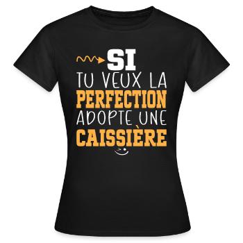 Métier Humour Femme Caissière - T-shirt Femme - noir - Devant - AI Model Female 172 dark (172cm)