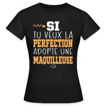 Métier Humour Femme Maquilleuse - T-shirt Femme - noir - Devant - AI Model Female 172 dark (172cm)