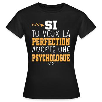 Métier Humour Femme Psychologue - T-shirt Femme - noir - Devant - AI Model Female 172 dark (172cm)