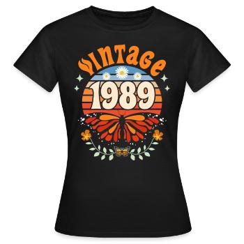 Butterfly Year 1989 Woman 35 Years Anniversary - Women's T-Shirt - black - Front - AI Model Female 172 dark (172cm)