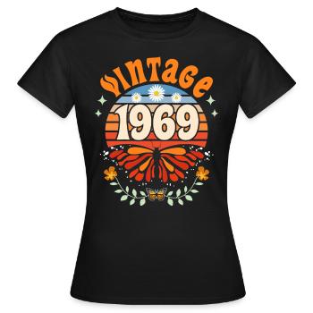 Papillon Année 1969 Femme 55 Ans Anniversaire - T-shirt Femme - noir - Devant - AI Model Female 172 dark (172cm)