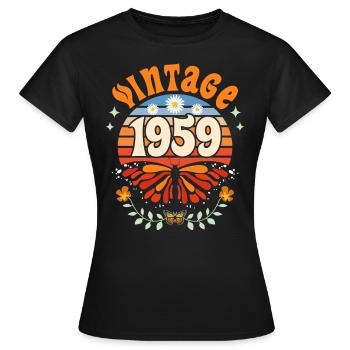Papillon Année 1959 Femme 65 Ans Anniversaire - T-shirt Femme - noir - Devant - AI Model Female 172 dark (172cm)