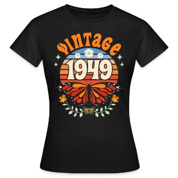 Papillon Année 1949 Femme 75 Ans Anniversaire - T-shirt Femme - noir - Devant - AI Model Female 172 dark (172cm)