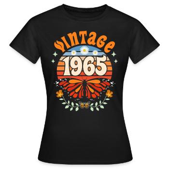 Butterfly Year 1965 Women's 60 Years Anniversary - Women's T-Shirt - black - Front - AI Model Female 172 dark (172cm)